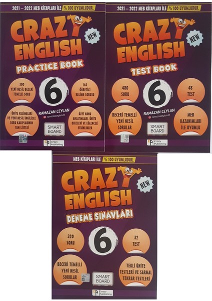 Crazy Publishing 6.sınıf Ingilizce Practice Book + Test Book + Ingilizce Deneme Sınavı - Ramazan Ceylan