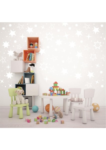 Yıldız Yağmuru Karışık Konsept Duvar Dekorasyon Sticker 200 Adet Beyaz fırsatları