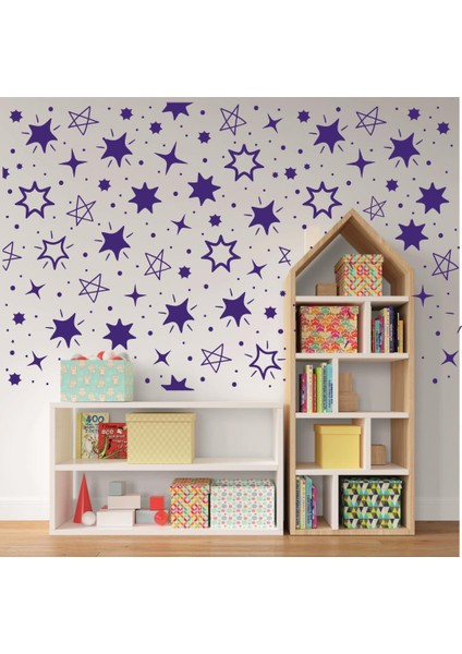Yıldız Yağmuru Karışık Konsept Duvar Dekorasyon Sticker 200 Adet Lacivert fiyatları