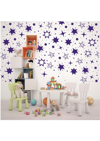 Yıldız Yağmuru Karışık Konsept Duvar Dekorasyon Sticker 200 Adet Lacivert fırsatları