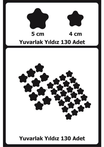 Lizpo Decor Yuvarlak Yıldız Odası Sticker Dekorasyon 130 Adet Açık Gri