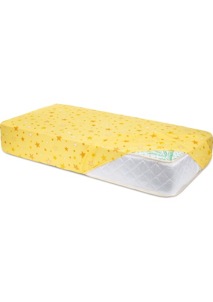 Lastikli Sarı Yıldızlı Fitted Bebek Çarşafı 80x150