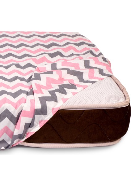 Fitted Pembe Zigzag Bebek Çarşafı 80x130 fiyatları