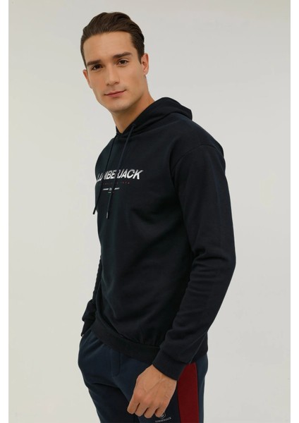 Kapüşonlu Slim Fit Lacivert Erkek Sweatshirt 2WSD10502PR
