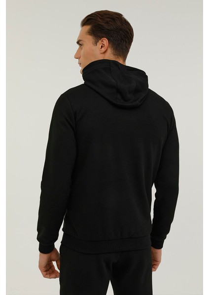 Kapüşonlu Slim Fit Siyah Erkek Sweatshirt 2WSD40052PR fiyatları