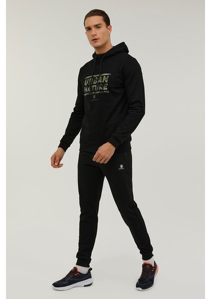 Kapüşonlu Slim Fit Siyah Erkek Sweatshirt 2WSD40052PR