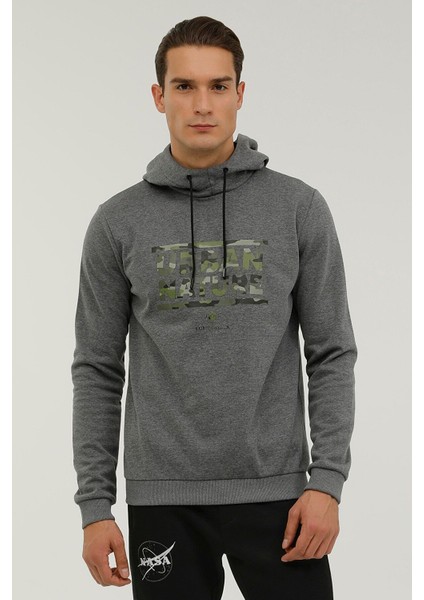 Kapüşonlu Slim Fit Gri Erkek Sweatshirt 2WSD40052PR