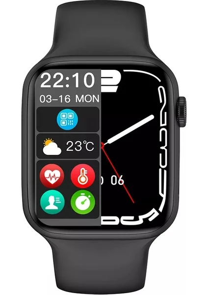 Watch W Siyah Tam Ekran Akıllı Saat Apple iPhone ve Android Tüm Telefonlara Uyumlu