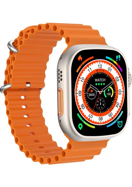 Watch 8 Ultra Turuncu Akıllı Saat Apple iPhone ve Android Tüm Telefonlara Uyumlu