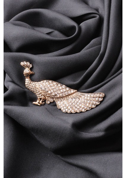 Broş Fıgurlu Otantık Desenli Bronz Kristal Taşli
