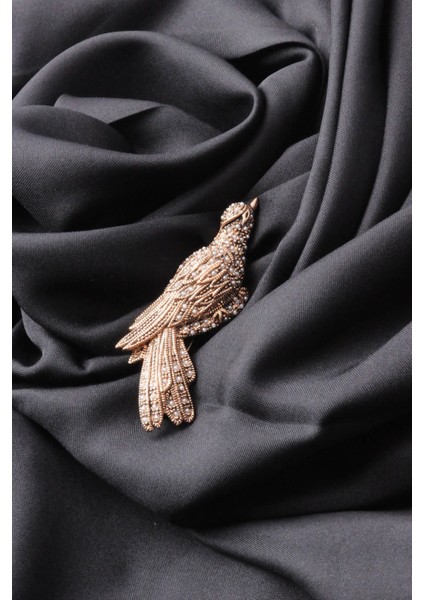 Broş Fıgurlu Otantık Desenli Bronz Kristal Taşli