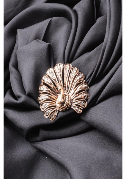 Broş Fıgurlu Otantık Desenli Bronz Kristal Taşli