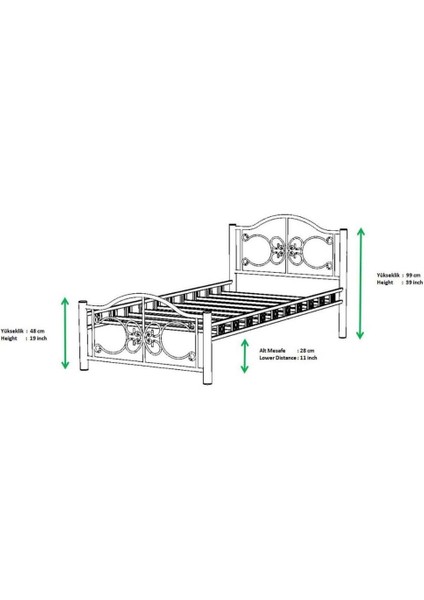 Mobilya Dükkanım Stella Metal Karyola 90X190 ARM166