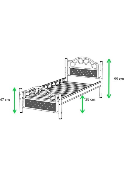 Mobilya Dükkanım Paris Metal Karyola 90X200 ARM124