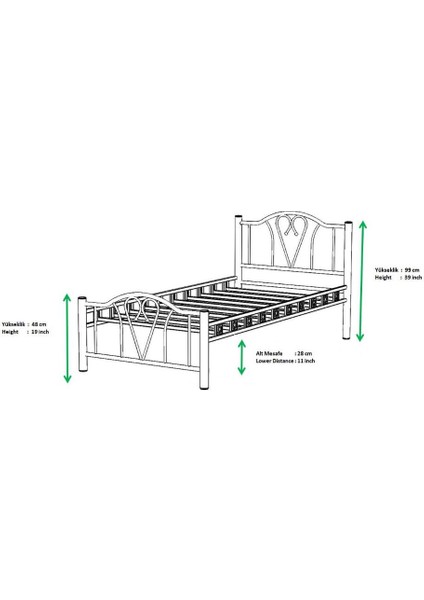 Mobilya Dükkanım Orkide Metal Karyola 90X200 ARM104