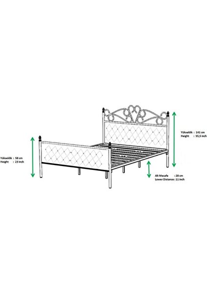 Mobilya Dükkanım Pedesa Metal Karyola 140X190 ARM061 Pembe