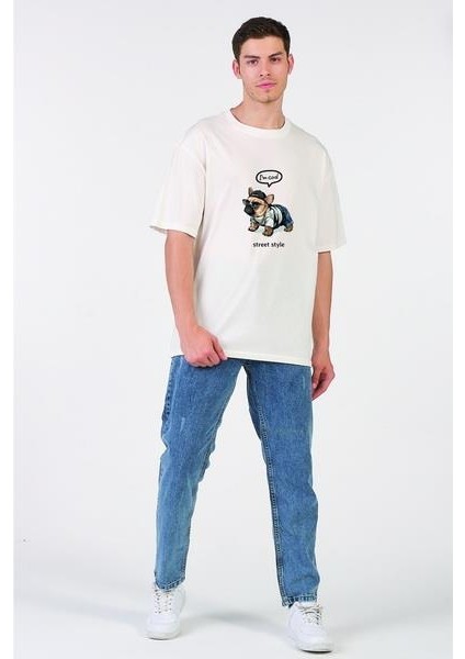 Oversize T-Shirt I'm Cool Dog Ekru