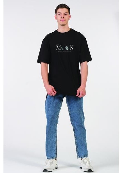 Oversize T-Shir Moon Siyah