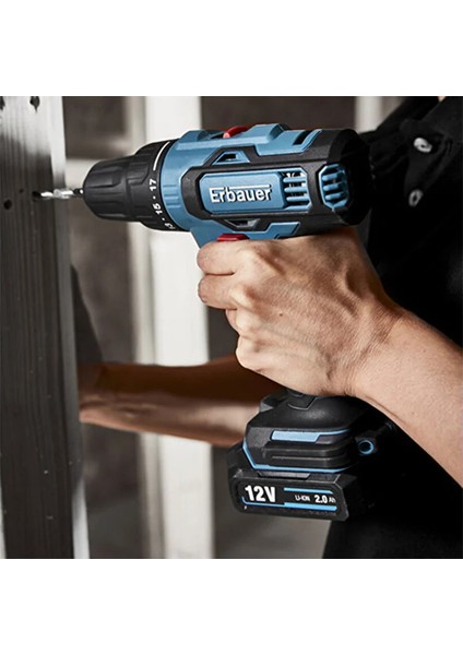 Çift Akülü Matkap Şarjlı Matkap Akülü Vidalama 12V 2A EDD12 + Bosch 25 Parça Vidalama Ucu Seti