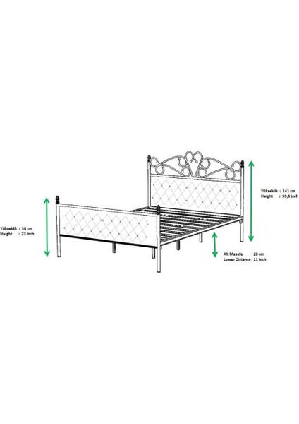 Mobilya Dükkanım Pedesa Metal Karyola 160X200 ARM064 Pembe