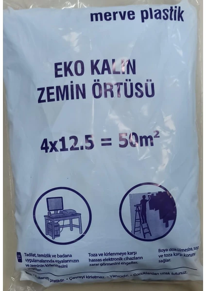 Htm Yapı Kalite Kalın Etli Boya Örtü Zemin Brandası Eşya Koruma Naylonu 50 M2 = 4 x 12,5