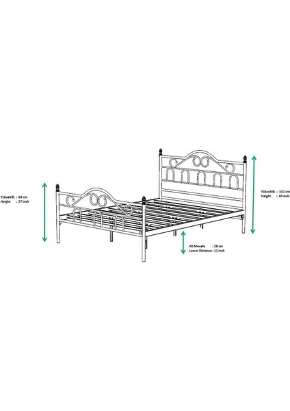 Mobilya Dükkanım Truva Metal Karyola 160X200 ARM093