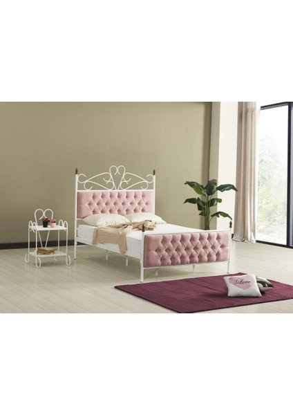 Mobilya Dükkanım Pedesa Metal Karyola 180X200 ARM065 Pembe