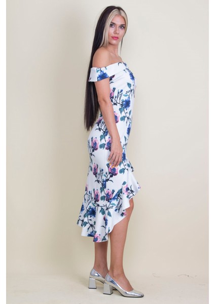 Omuz Detaylı Desenli Elbise fırsatları