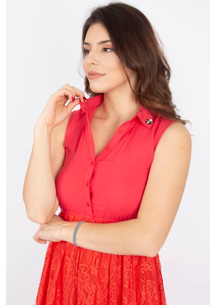 Kadın Nar Dantel Detayli Elbise 85N5177 fiyatları