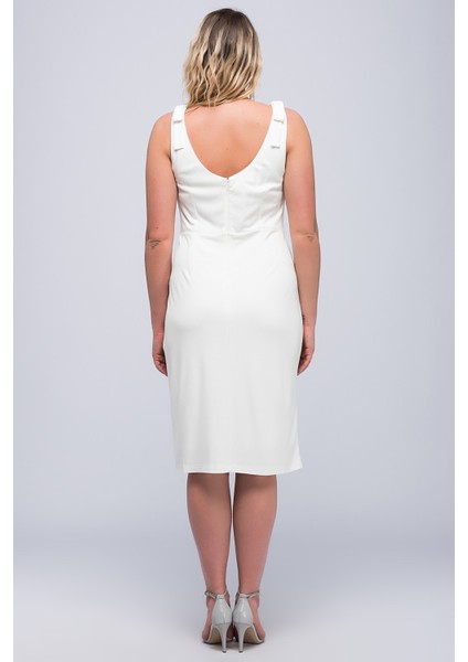 Kadın Beyaz Kuş Gözü Detaylı Elbise 26A14418 fiyatları