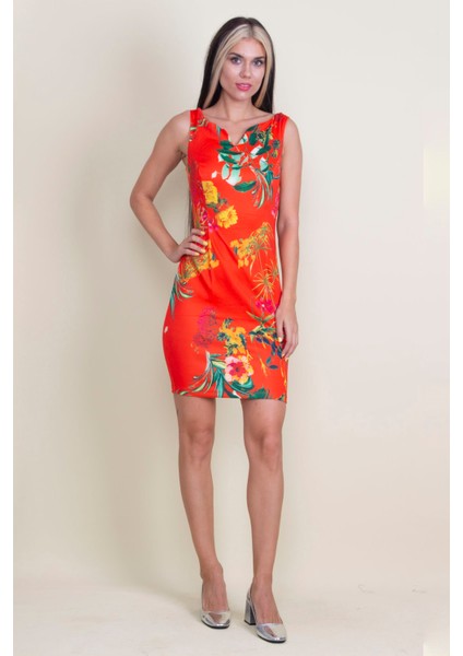 Yaka Detaylı Çiçekli Elbise fiyatları