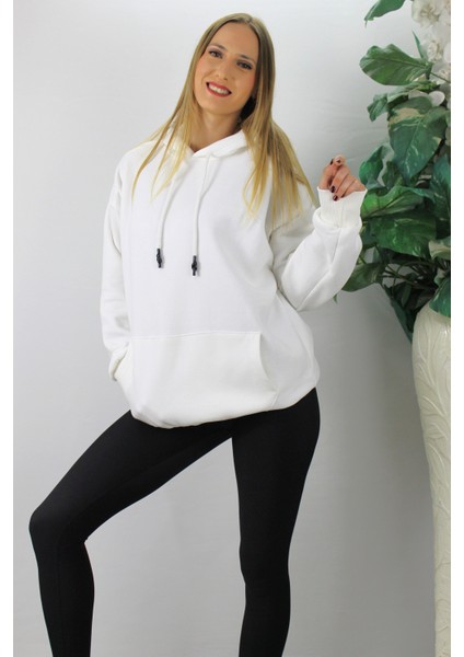 Üç Iplik Kapşonlu Sweat Beyaz - 2410.2022 fiyatları