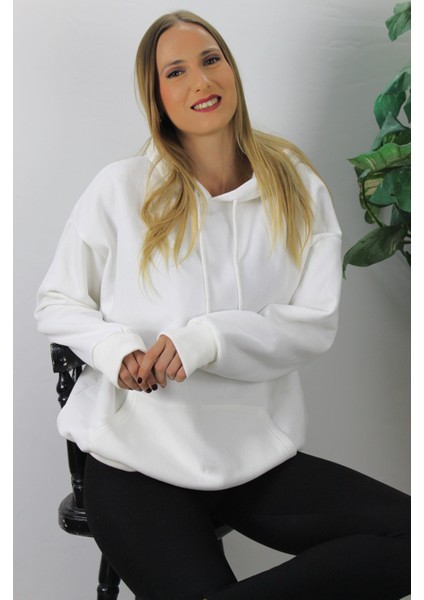 Üç Iplik Kapşonlu Sweat Beyaz - 2410.2022 modelleri