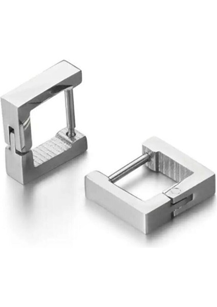 3 Lü Küpe Set, Gümüş Üçgen, Kare, Daire, Cerrahi Çelik Küpe modelleri