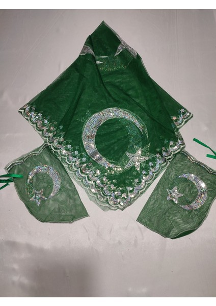 Kına Gecelerinde Damatlar Için Ayyıldız Desenli Kına Örtüsü ve Eldiveni Damat Kına Örtüsü Seti Asker