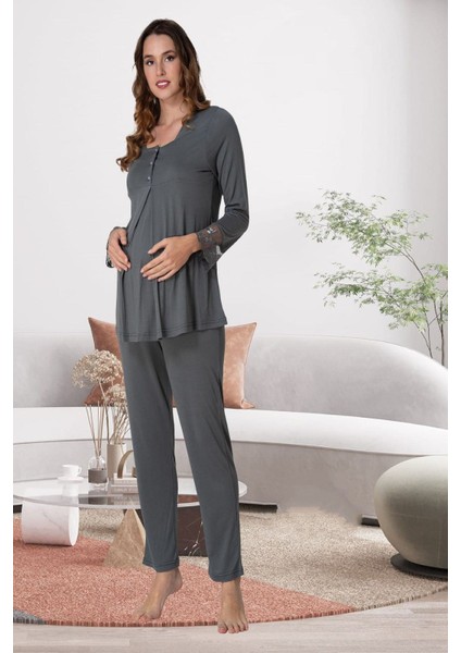 Füme Hamile Lohusa Pijama Takımı