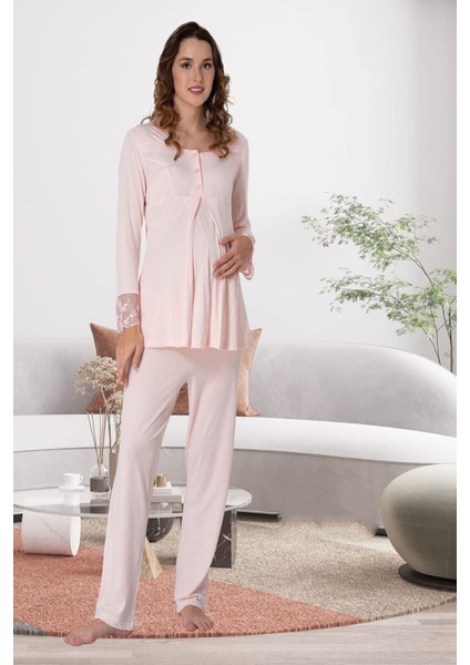 Pembe Hamile Lohusa Pijama Takımı