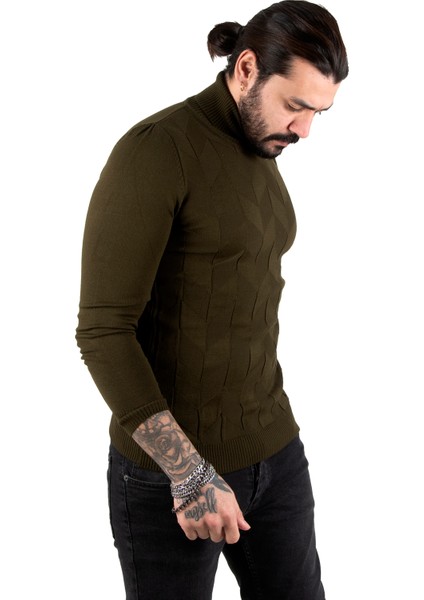 Desenli Tam Balıkçı Yaka Slimfit Erkek Kazak 2301462 fırsatları