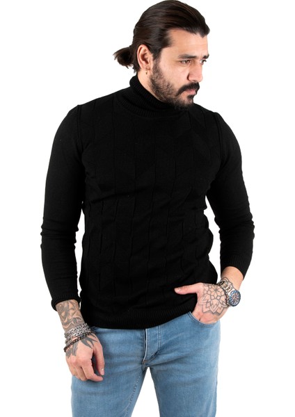 Desenli Tam Balıkçı Yaka Slimfit Erkek Kazak 2301462 fırsatları