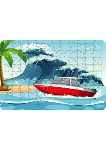 Sürat Teknesi 108 Parça Ahşap Çocuk Puzzle Yapboz Model 1