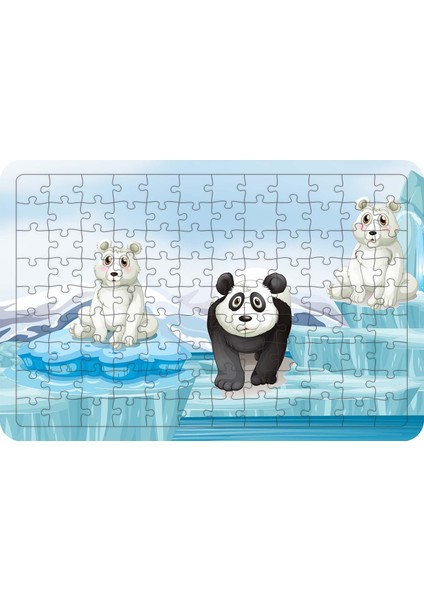 Sevimli Kutup Ayıları 108 Parça Ahşap Çocuk Puzzle Yapboz