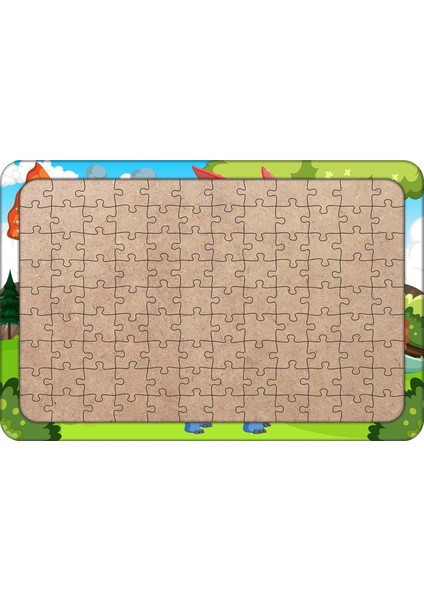 Sevimli Dinozorlar 108 Parça Ahşap Çocuk Puzzle Yapboz Model