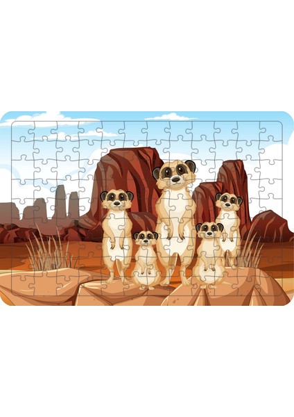 Rakunlar 108 Parça Ahşap Çocuk Puzzle Yapboz