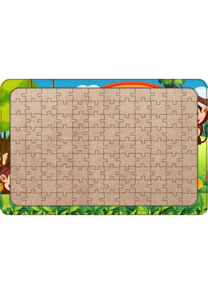 Maymunlar Alemi 108 Parça Ahşap Çocuk Puzzle Yapboz