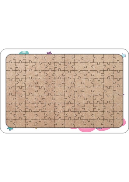 Sevimli Unicorn 108 Parça Ahşap Çocuk Puzzle Yapboz Model 3