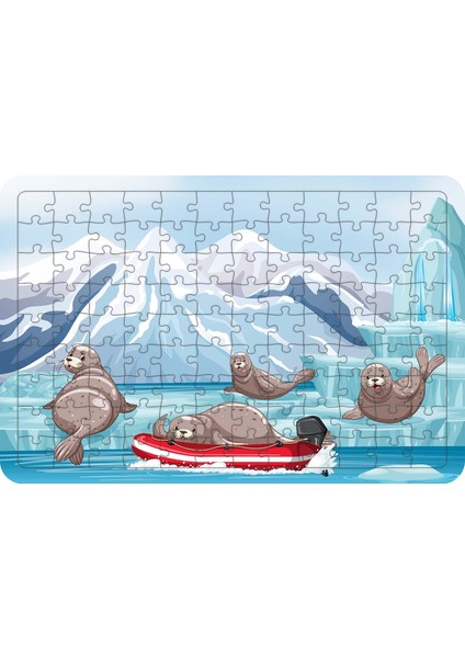 Sevimli Foklar 108 Parça Ahşap Çocuk Puzzle Yapboz Model 2