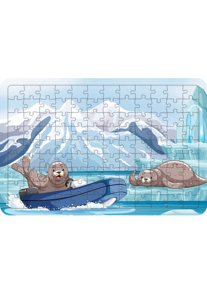 Sevimli Foklar 108 Parça Ahşap Çocuk Puzzle Yapboz Model 1