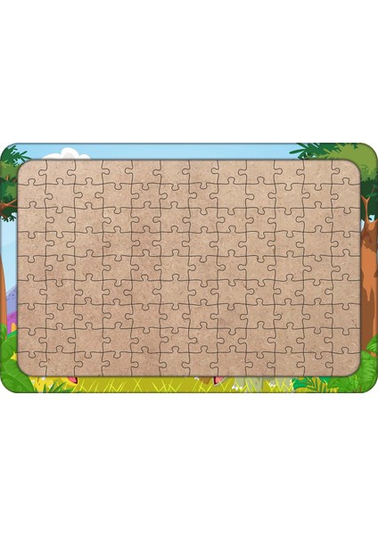 Sevimli Dinozorlar 108 Parça Ahşap Çocuk Puzzle Yapboz Model
