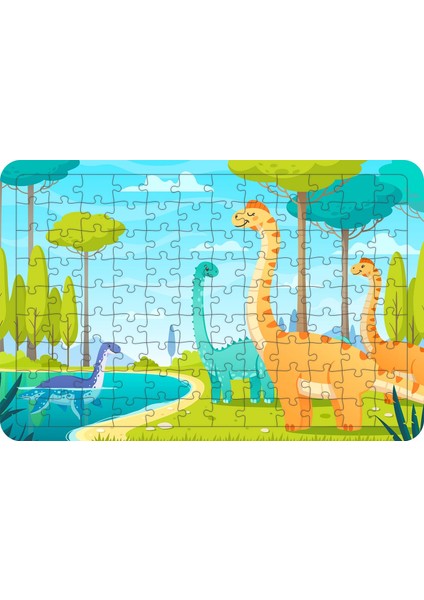 Göldeki Dinozorlar 108 Parça Ahşap Çocuk Puzzle Yapboz