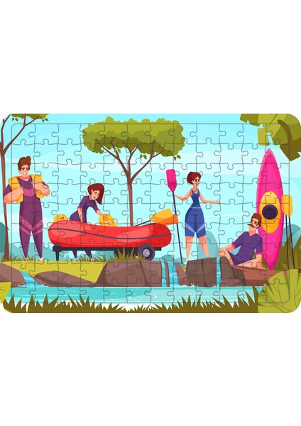 Rafting Zamanı 108 Parça Ahşap Çocuk Puzzle Yapboz